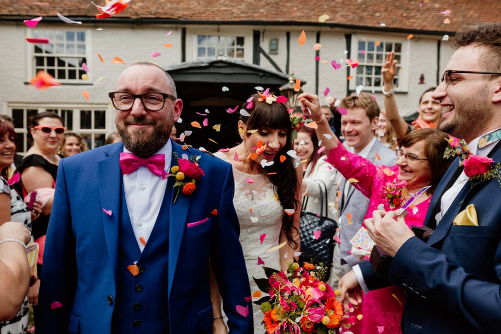 Colourful confetti at The Five Bells in Stanbridge