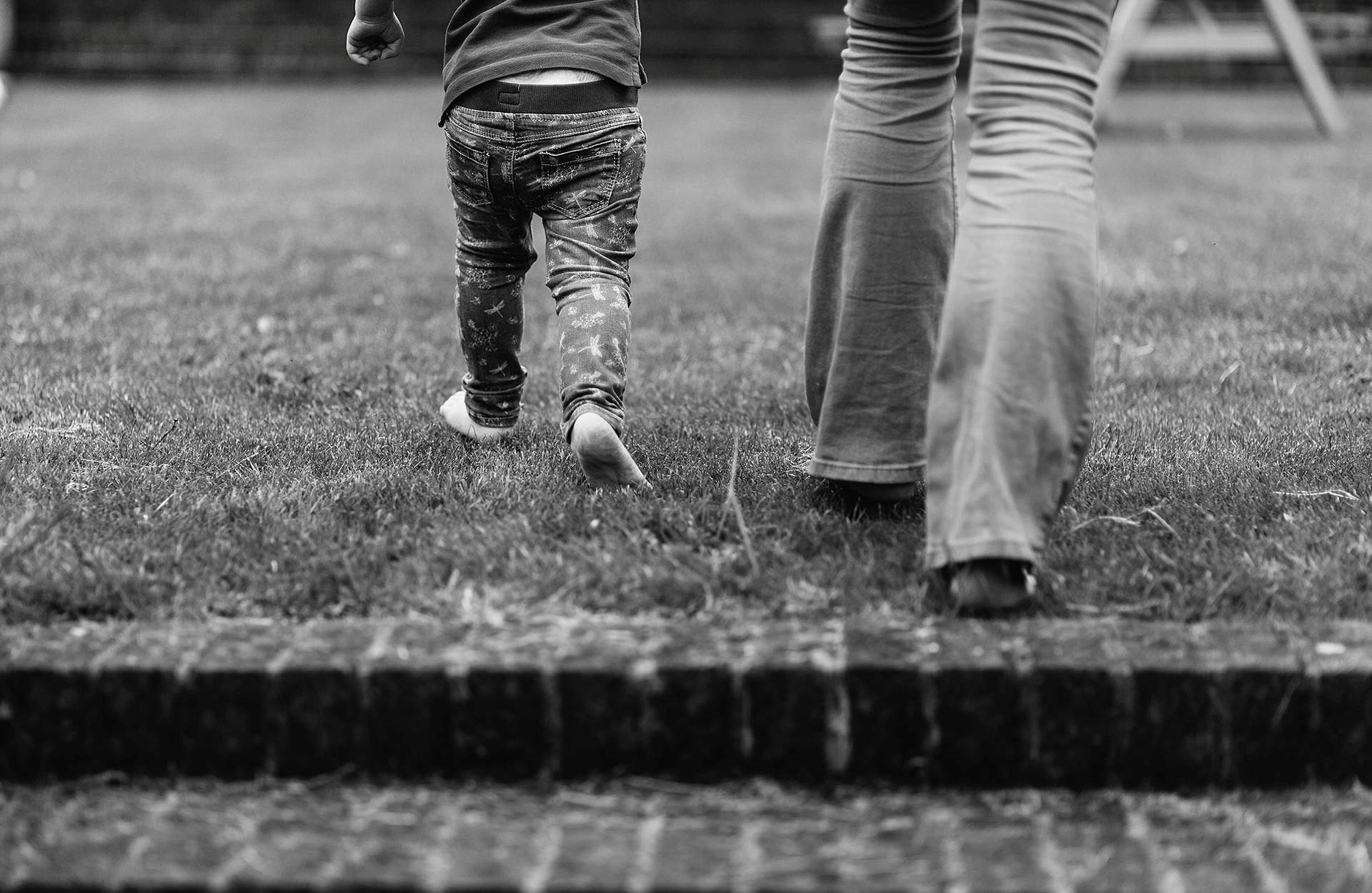 Mum and daughter walking away