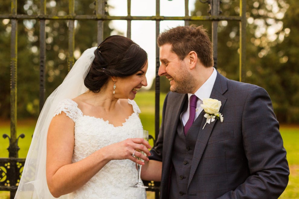 Alix and Dan by the gates at the Elvetham