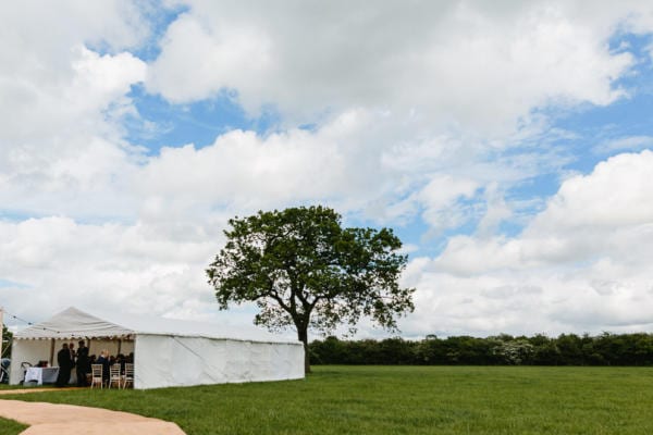 Charlotte and Paul's marquee was completed just a few minutes before the actual ceremony started and luckily just before the heavens opened!