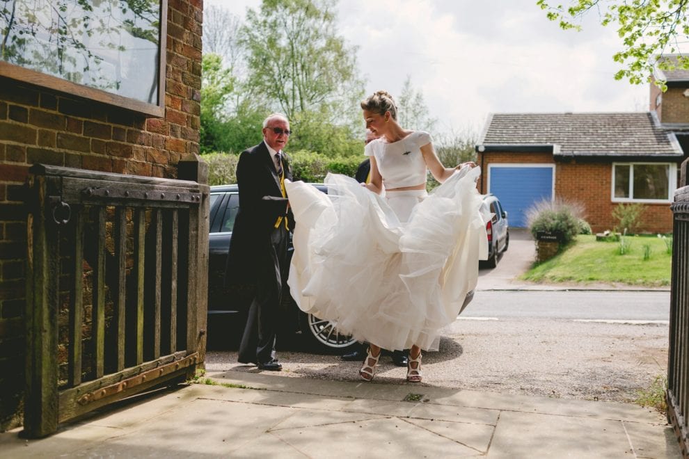 Arrival of the bride - Buckinghamshire Tipi Wedding Photography