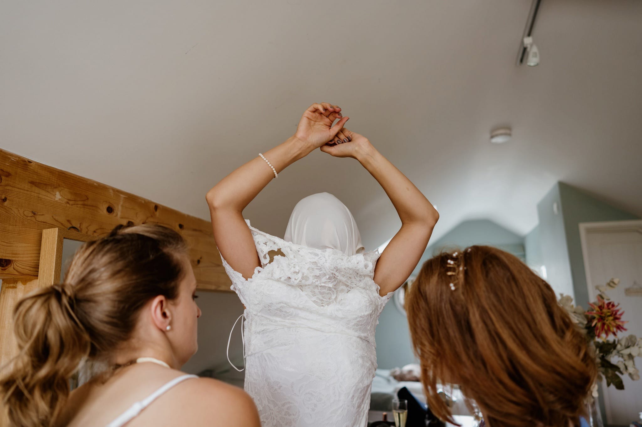 Bride getting ready for her wedding