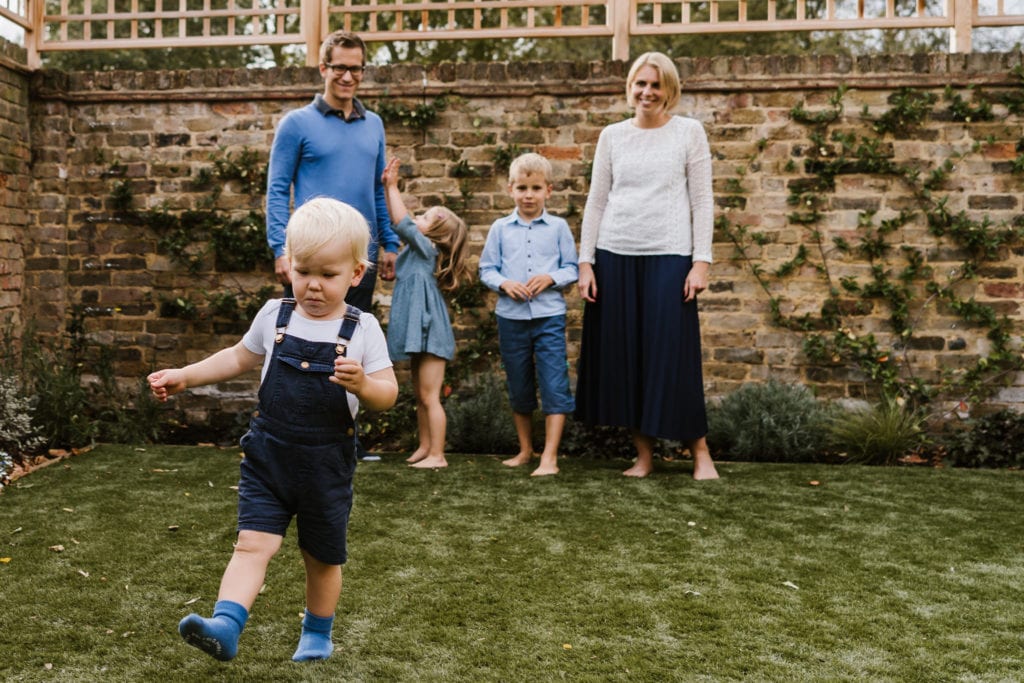 Family having fun in their back garden