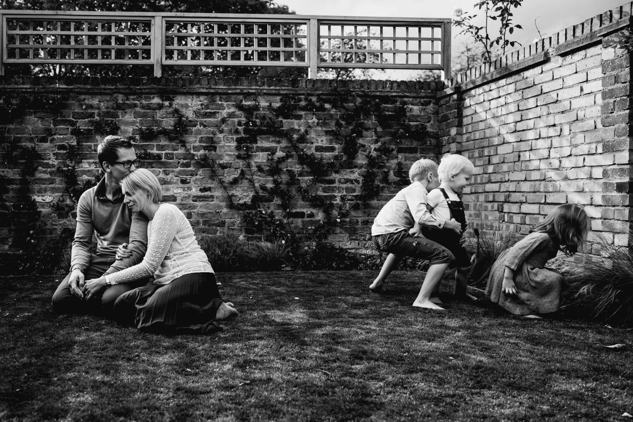Family playing in the garden