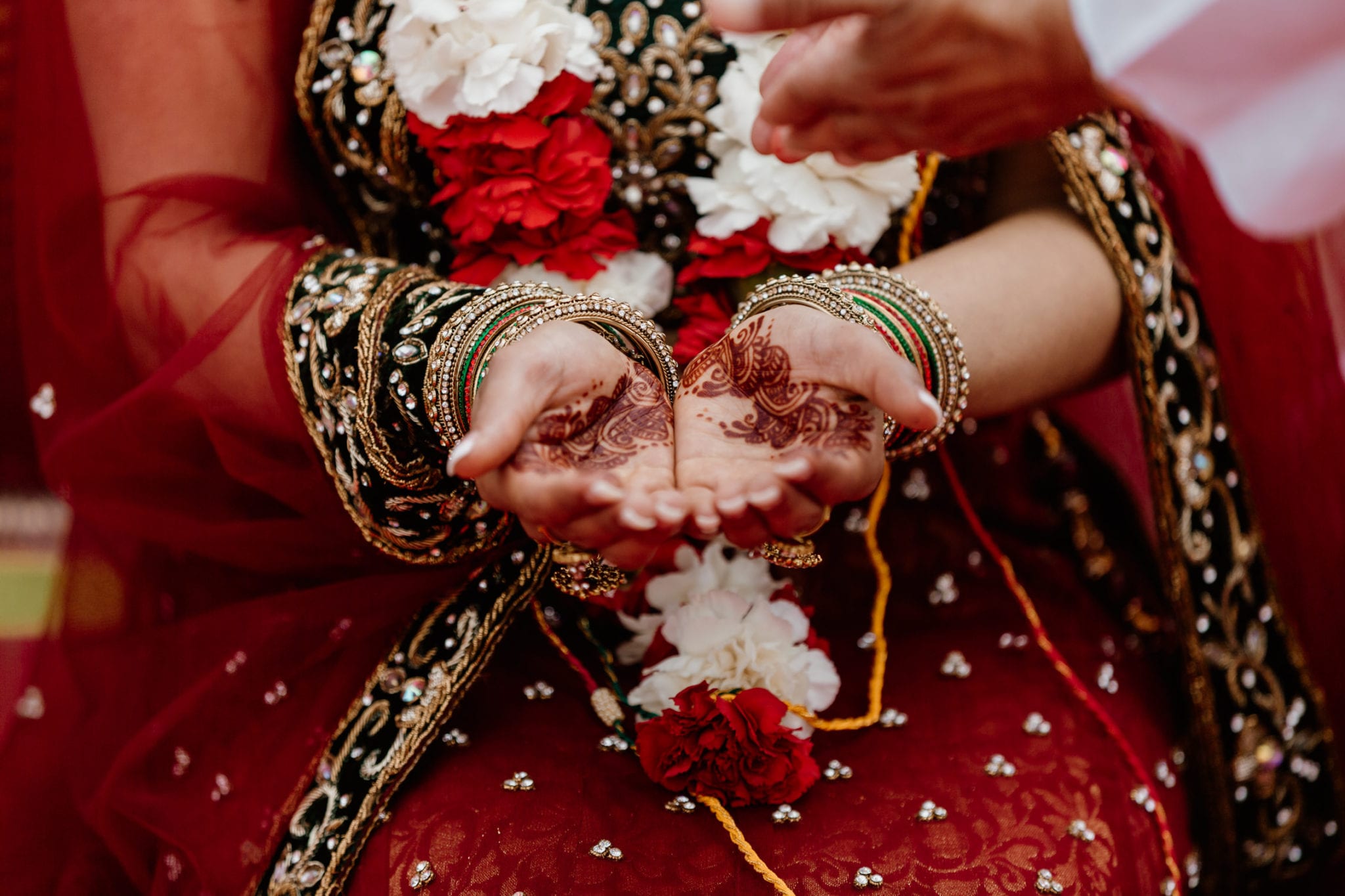 Painted hands at Asian wedding