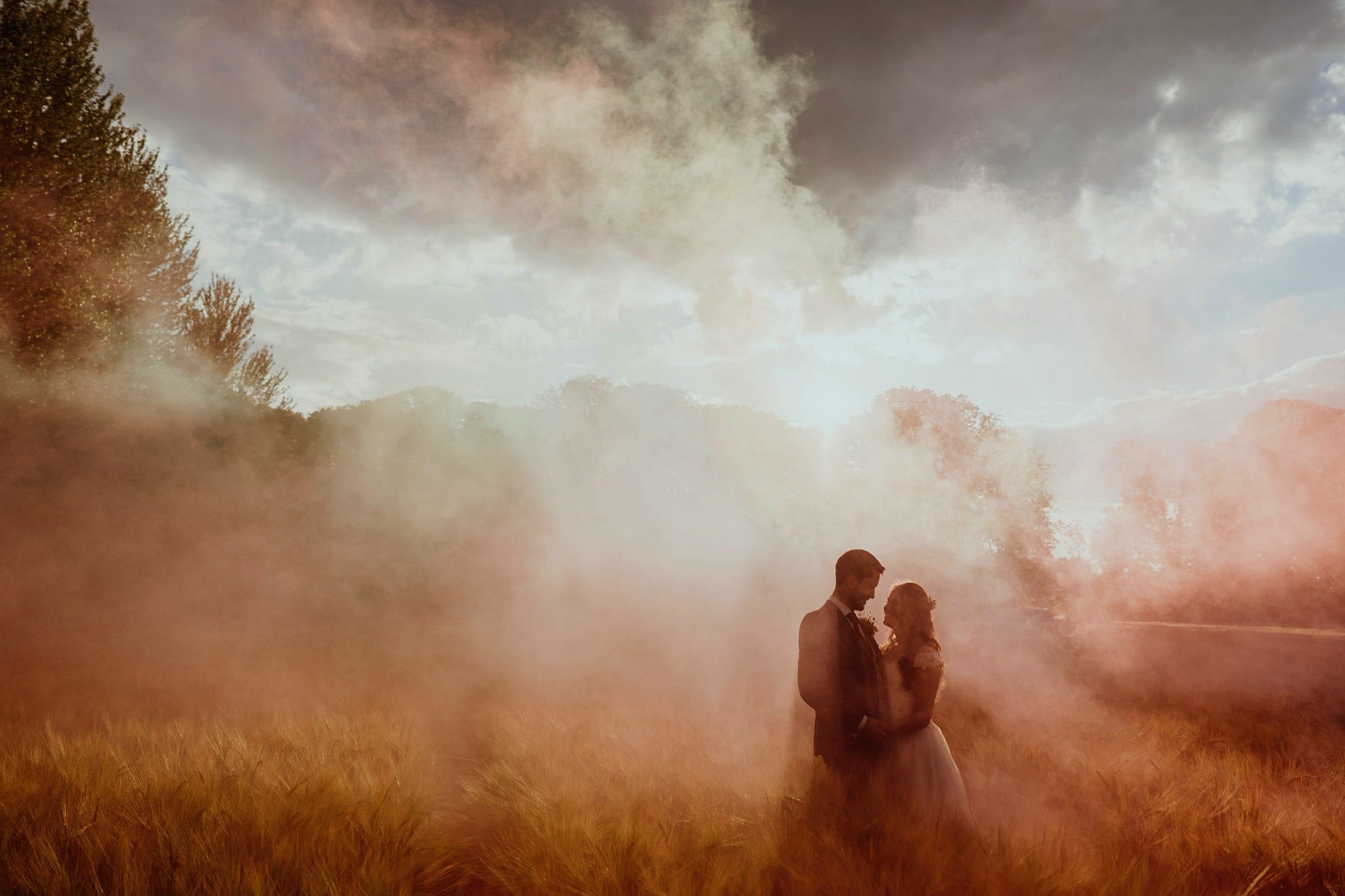 Smokebombs at a lockdown wedding in Hertfordshire