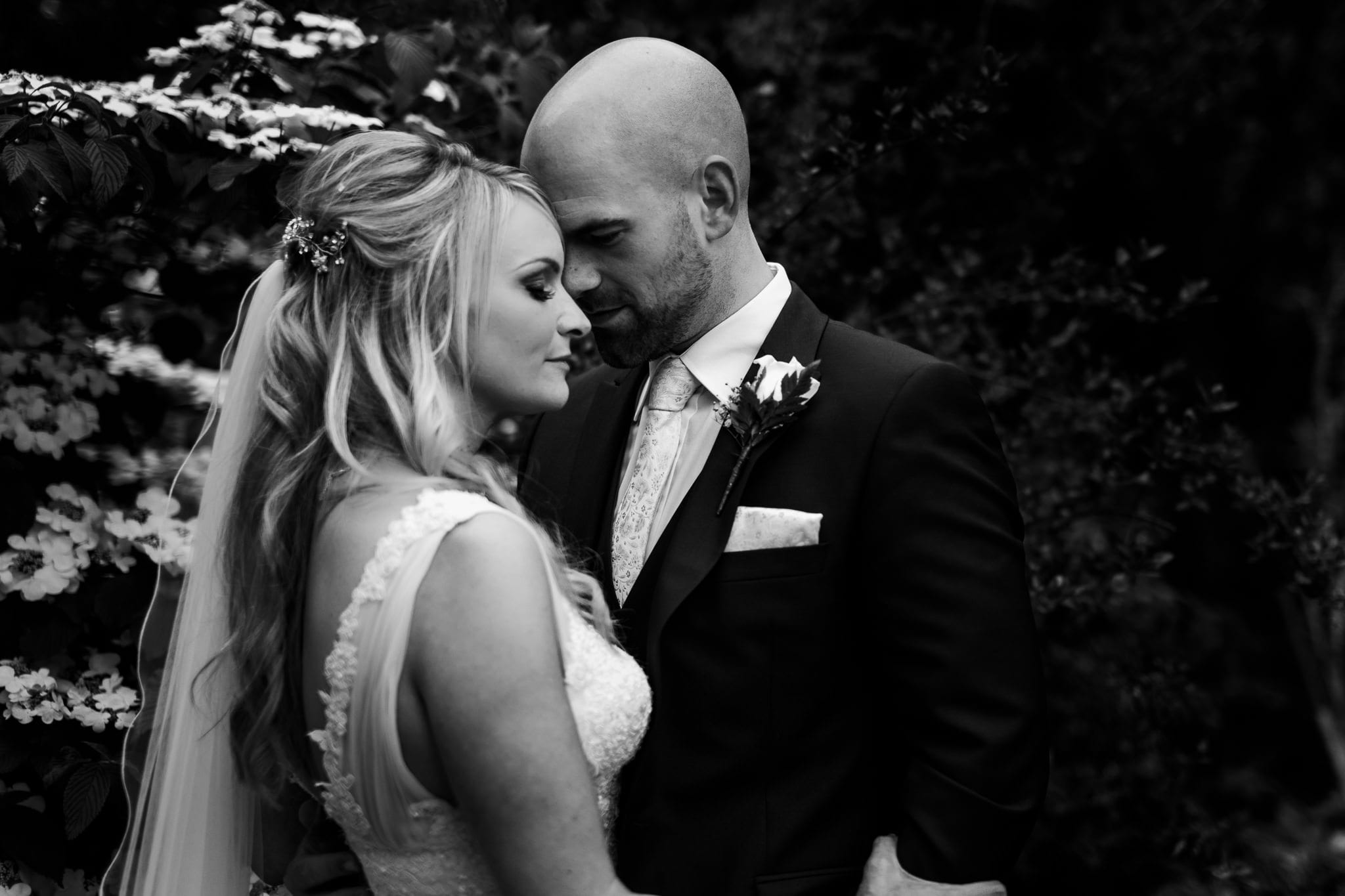 Bride and grrom in a vineyard at Luxters Barn