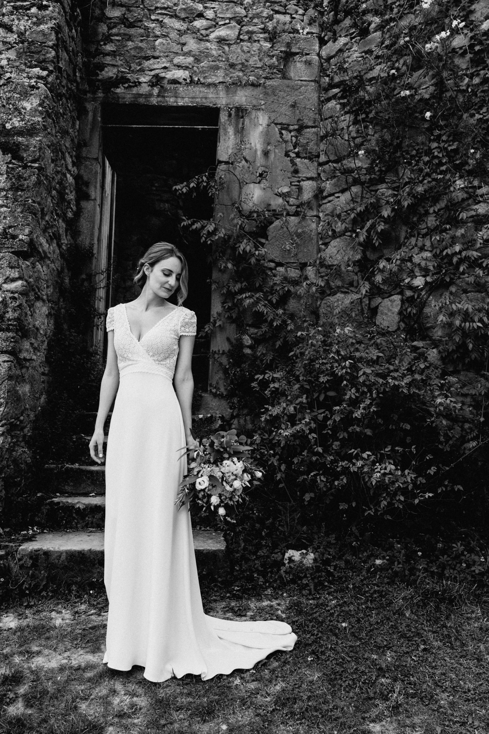 Beautiful bride at Chateau de Queille in the South of France
