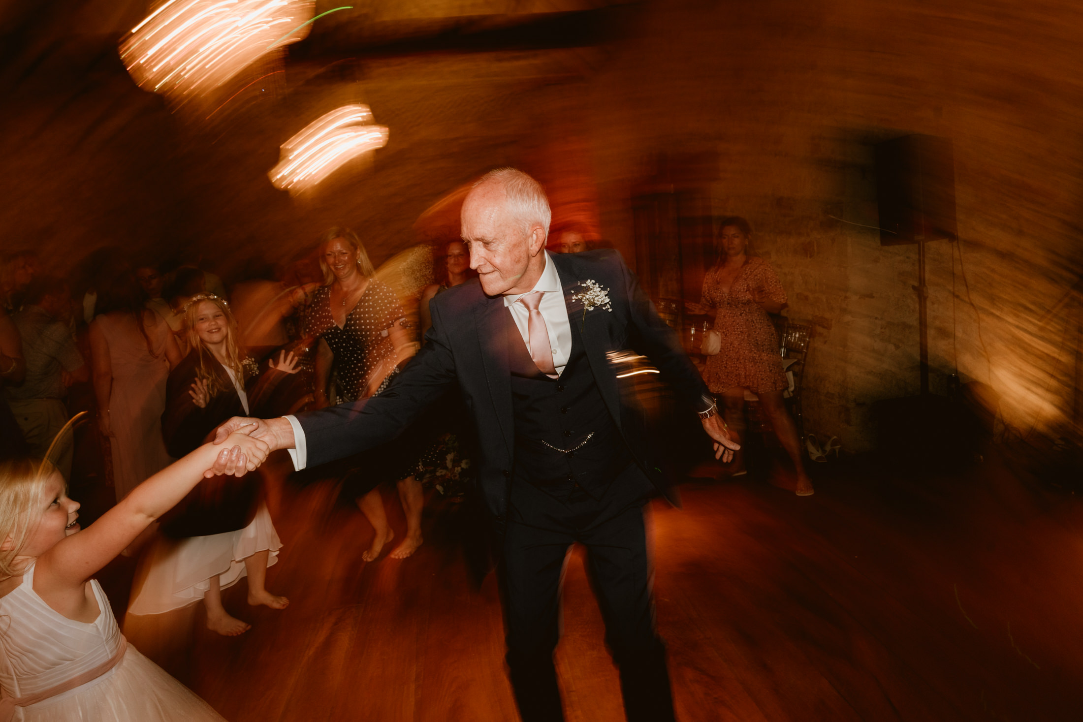 Dad dancing at Notley Abbey Wedding