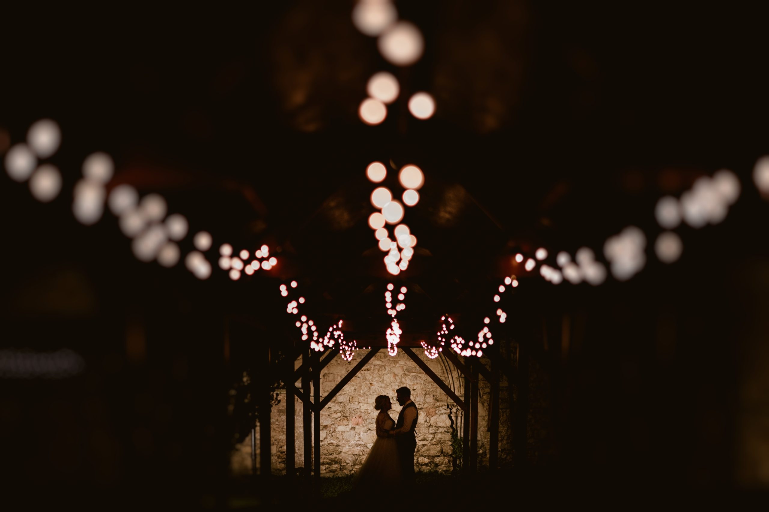 Creative use of fairy lights for wedding photography at Notley Abbeyphotography
