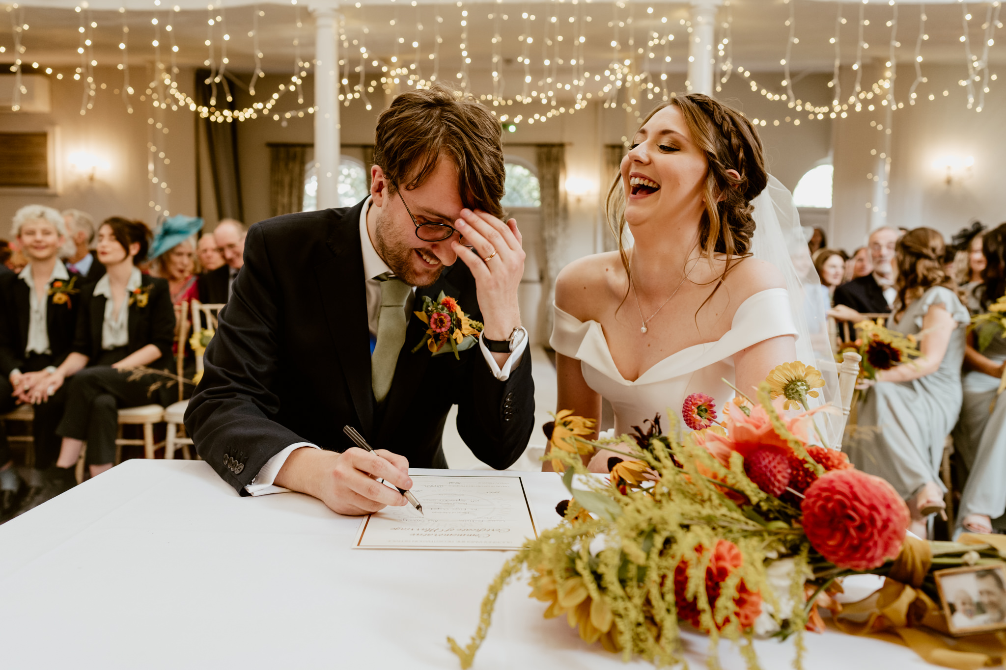 Singing the wedding papers - Kings Chapel Wedding Photography