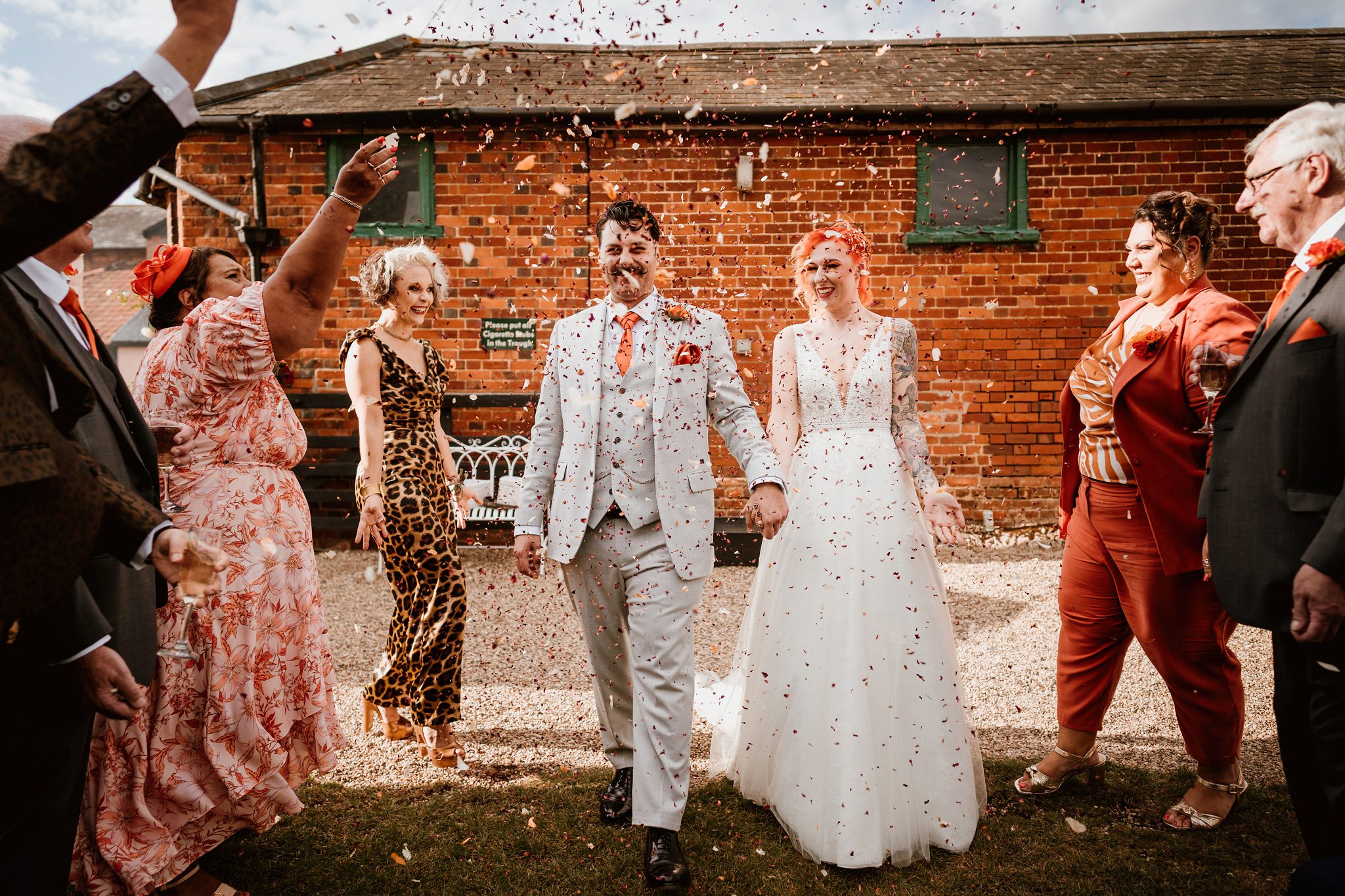 Confetti at Smeetham Hall Barn Wedding Photography