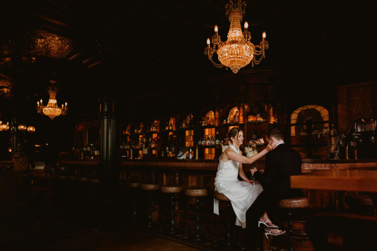 Couple at pub bar - London wedding photographer