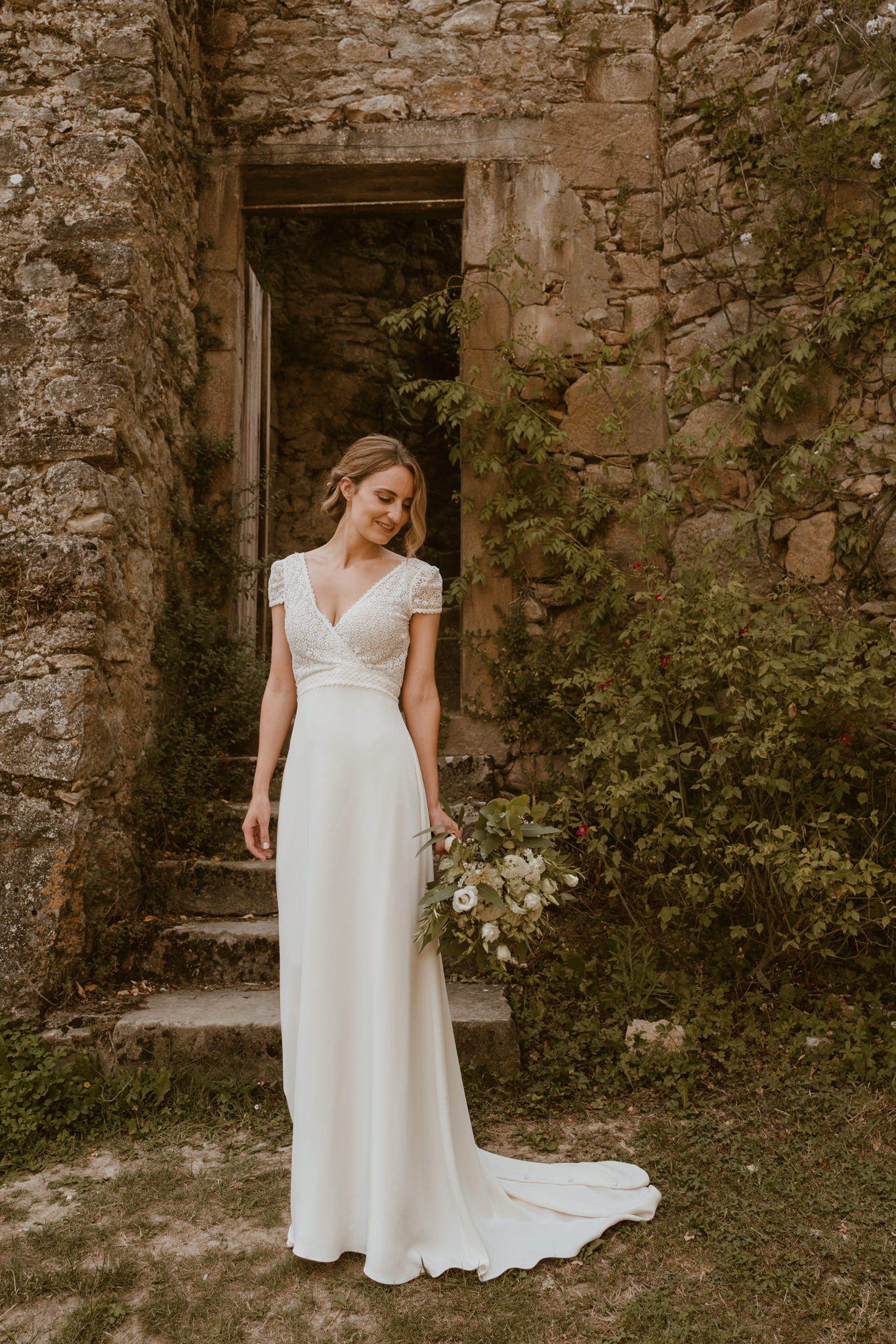 Bride at Chateau de Queille - destination wedding photographer