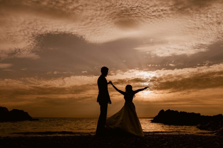 Sunset at the beach - documentary wedding photography