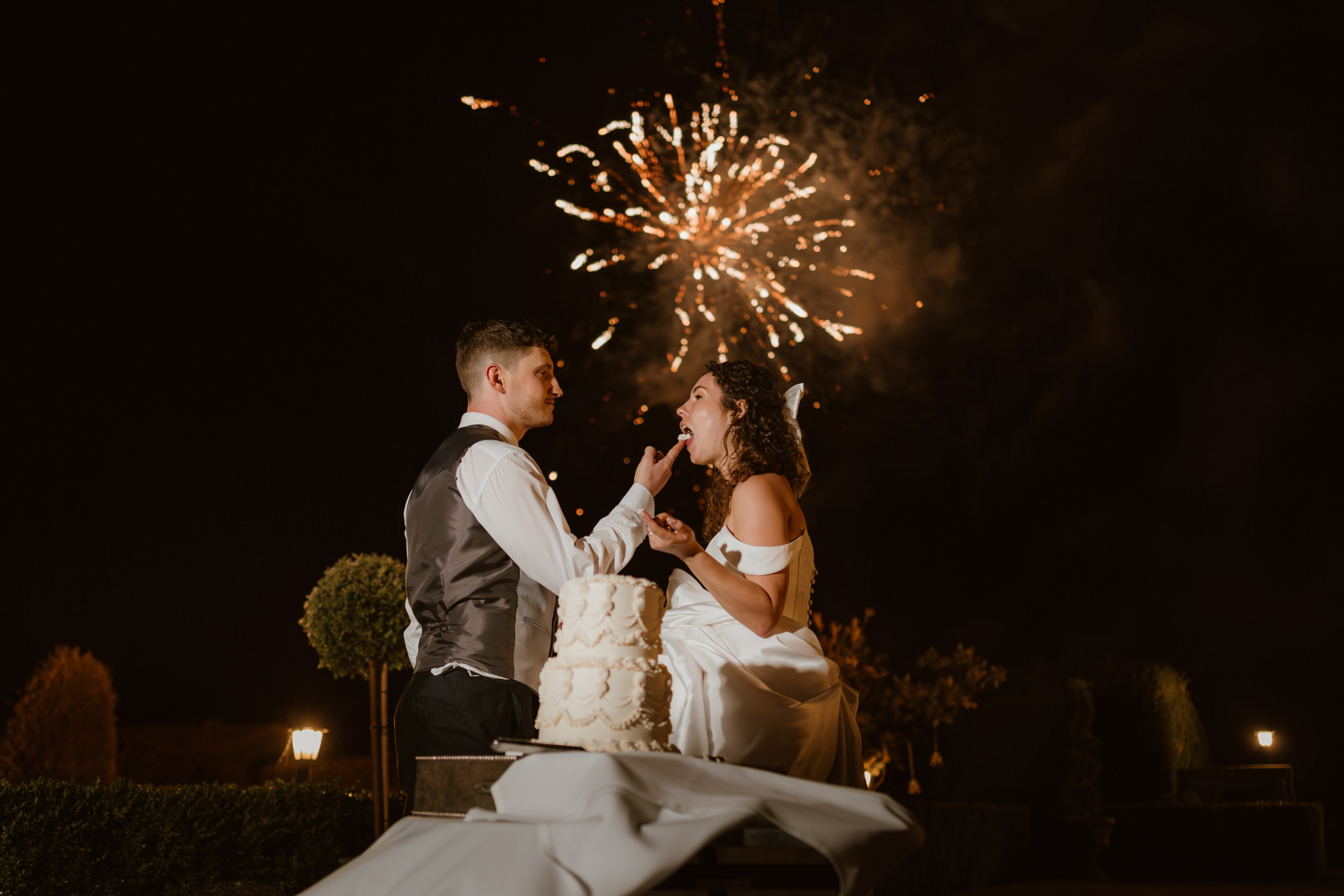 Fireworks at wedding