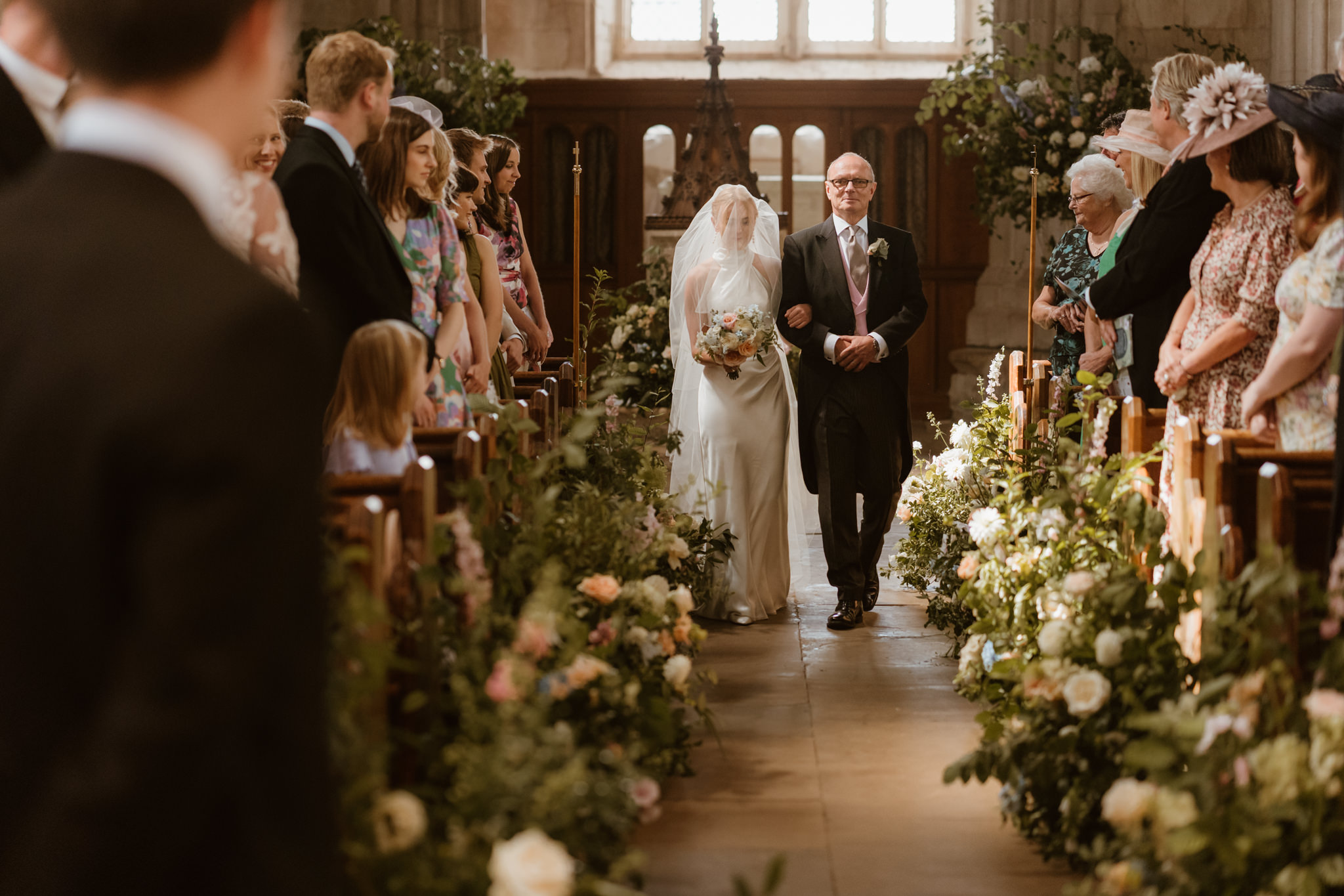 Bride and her dad walk down the aisle - Hertfordshire Wedding Photographer