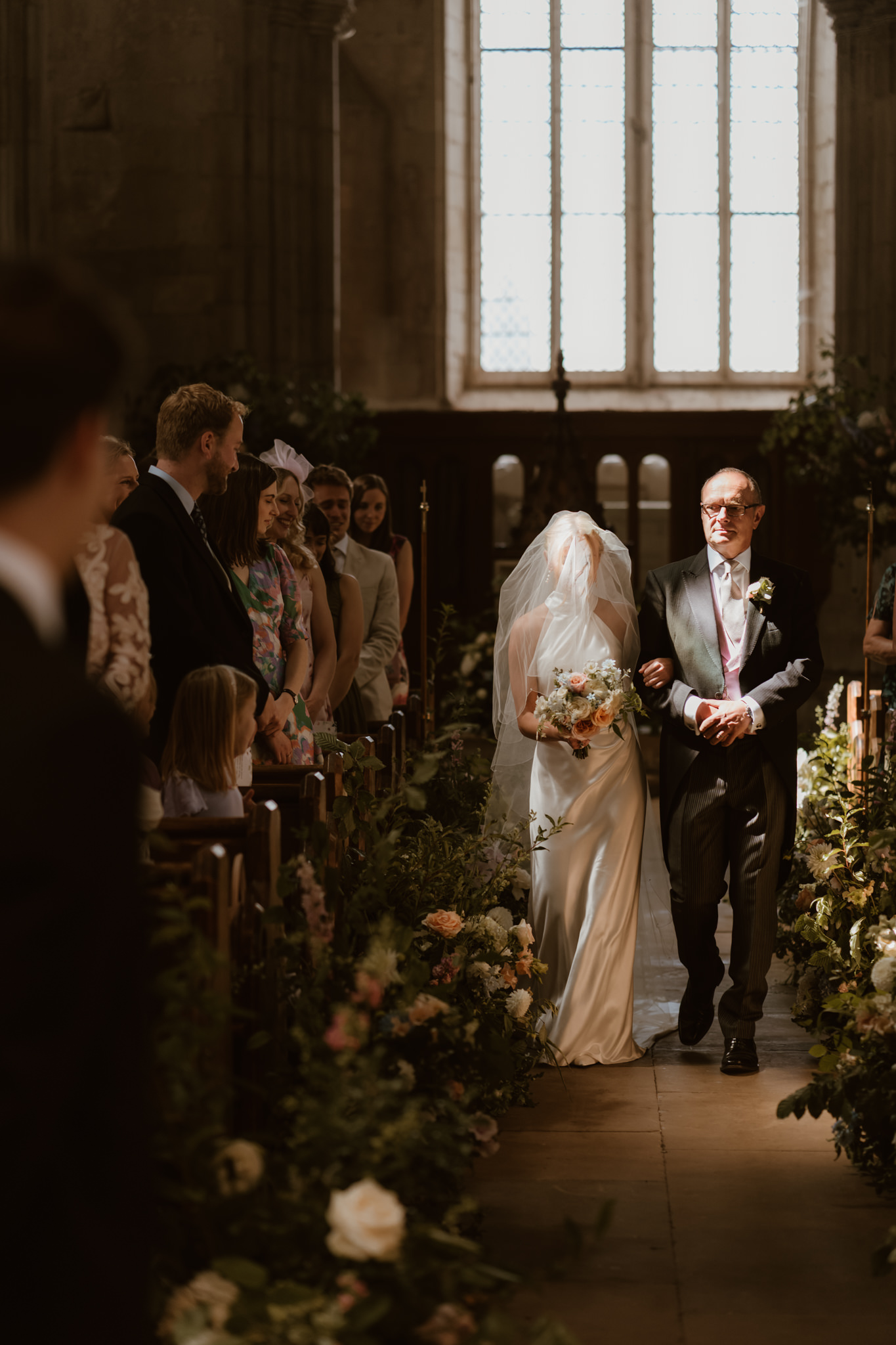 Bride and her dad walk down the aisle - Hertfordshire Wedding Photographer