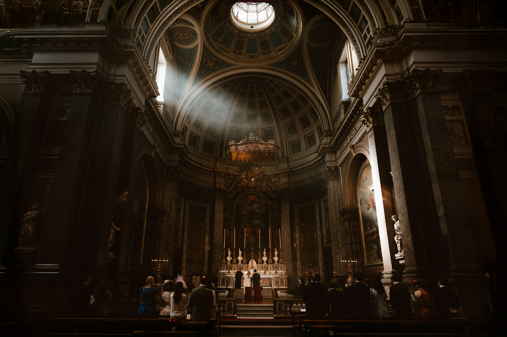 The light! Getting married at an intimate service at Brompton Oratory Wedding Photography